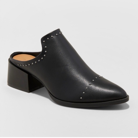 Universal Thread Shoes - NWT Crista Black Studded Pointed Toe Heeled Mules